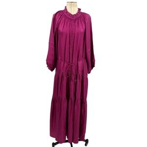 apiece apart pink purple silk trinidad maxi dress long sleeve confetti